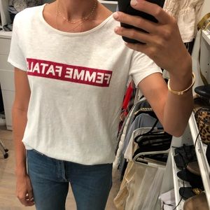 Ba&sh white t shirt “FEMME FATALE” - WORN ONCE!